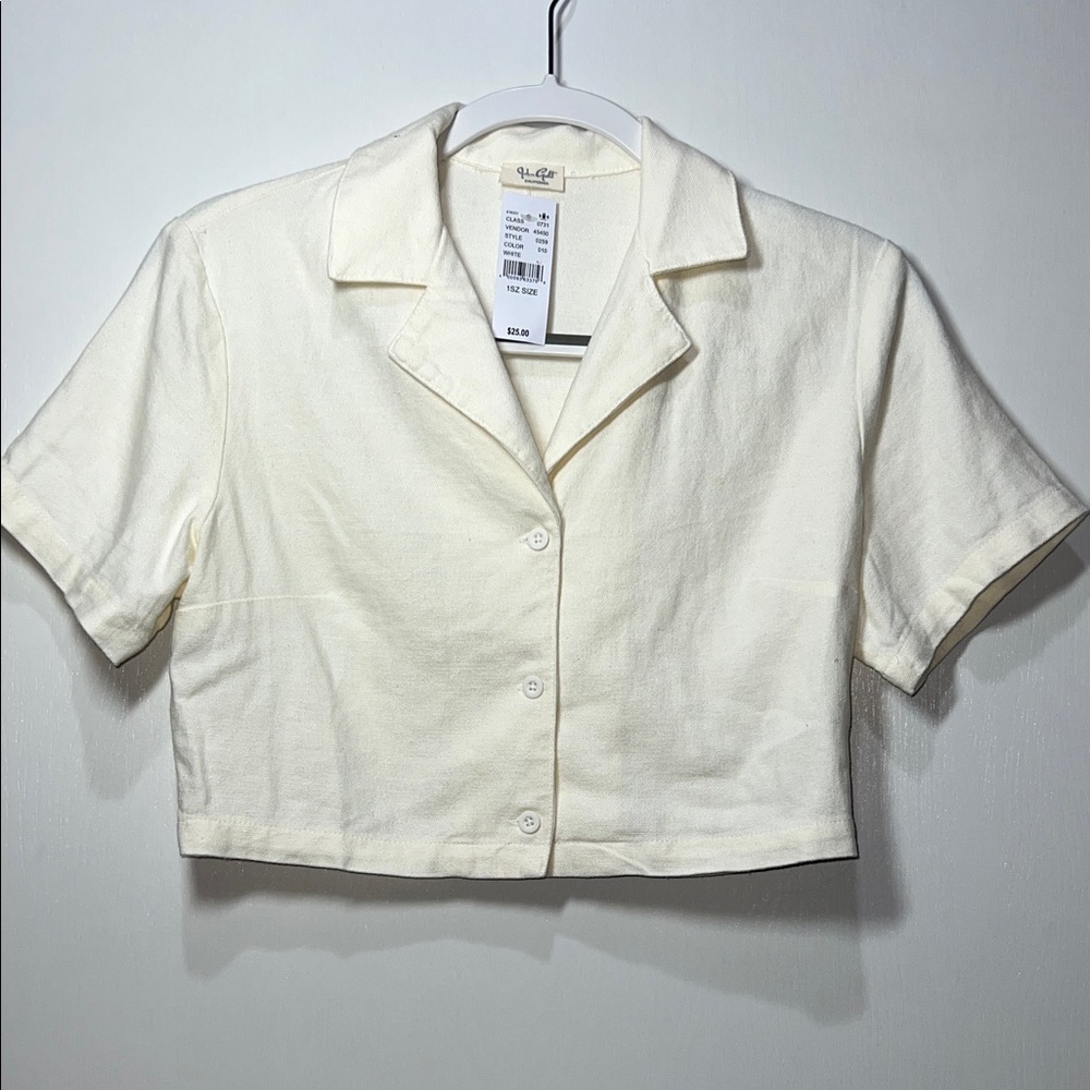 Brandy Melville John Galt California Cream Button-Down Crop Top 1SZ